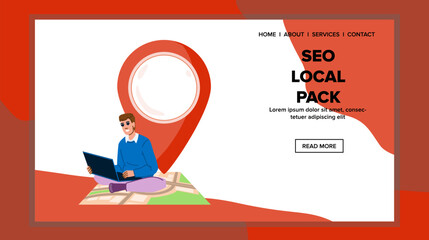 optimization seo local pack vector. search results, maps listing, website traffic optimization seo local pack web flat cartoon illustration - obrazy, fototapety, plakaty