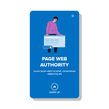 ranking page web authority vector. backlinks content, trustworthiness credibility, links reputation ranking page web authority web flat cartoon illustration