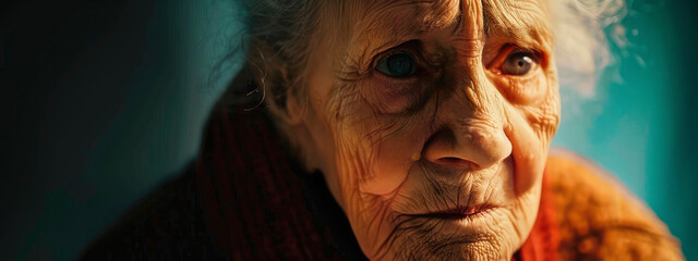 portrait of a sad elderly woman. selective focus.