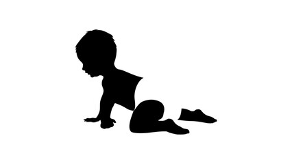 baby Crawling emblem, black isolated silhouette