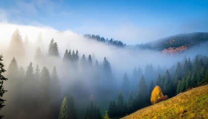 Mystical Autumn Fog in Black Forest, Germany - Enchanting Landscape with Rising Fog, , generated by AI