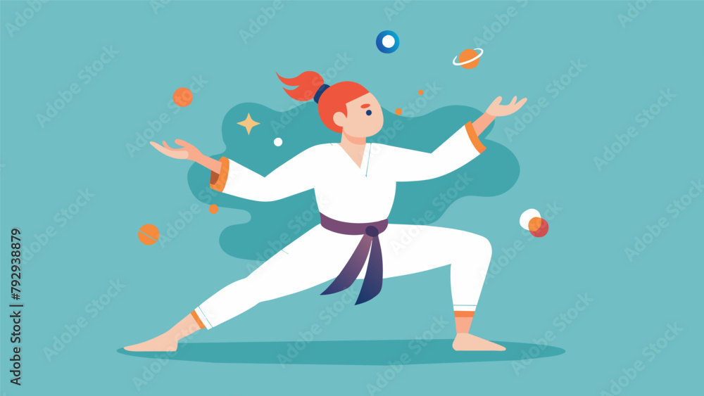Poster an artistic representation of a person performing a kata with a discussion of how the rhythmic movem