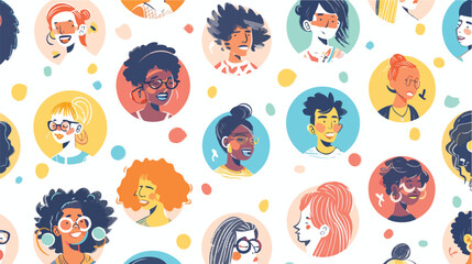 Portraits of diverse young people. Cute funny character