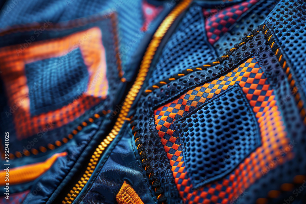 Poster an image of a sports team uniform design featuring dynamic geometric patterns in the team colors