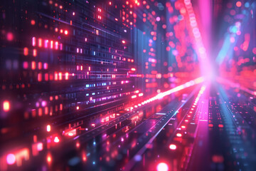 Naklejka premium A scene illustrating a digital display background with moving geometric shapes that continuously mor