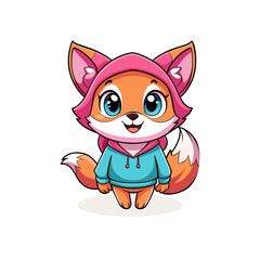 Cute Baby Fox Wearing Hoodie