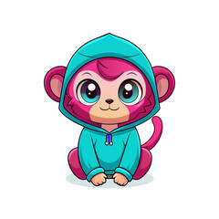 Cute Baby Monkey Wearing Hoodie