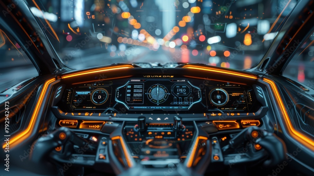 Aufkleber an interface with ai for the cockpit of a smart car or future transportation concept