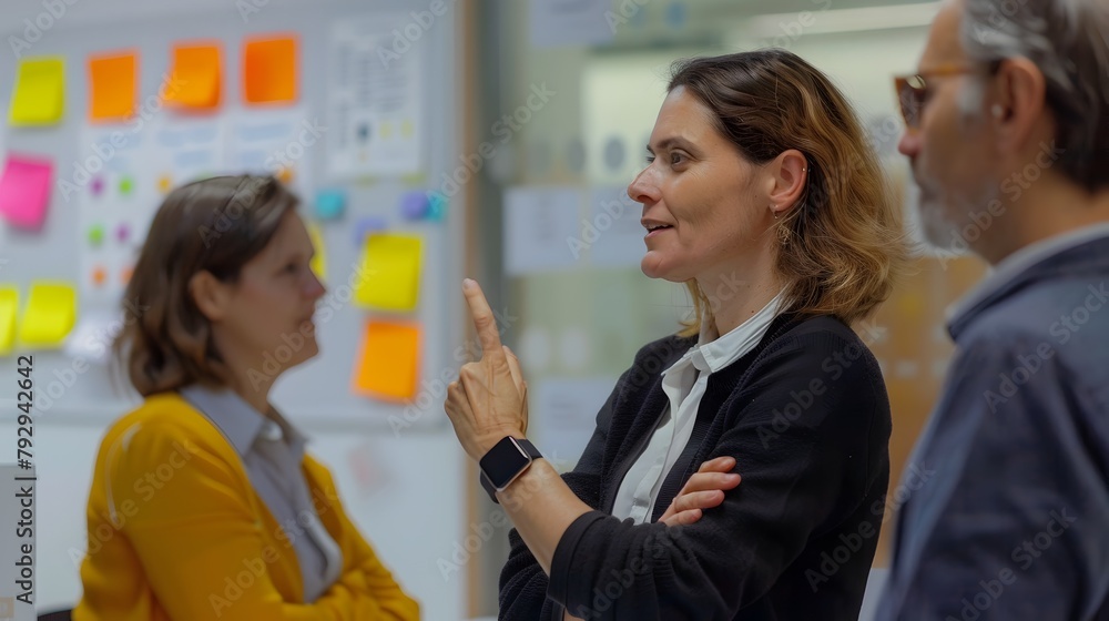 Poster shareholders collaborating on strategic initiatives: a dynamic workshop in motion