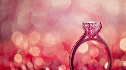 A captivating Valentine s Day backdrop featuring an engagement ring set against a dreamy bokeh illuminating the essence of love