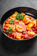 ravioli meat tomato sauce fresh cooking meal food snack on the table copy space food background rustic top view