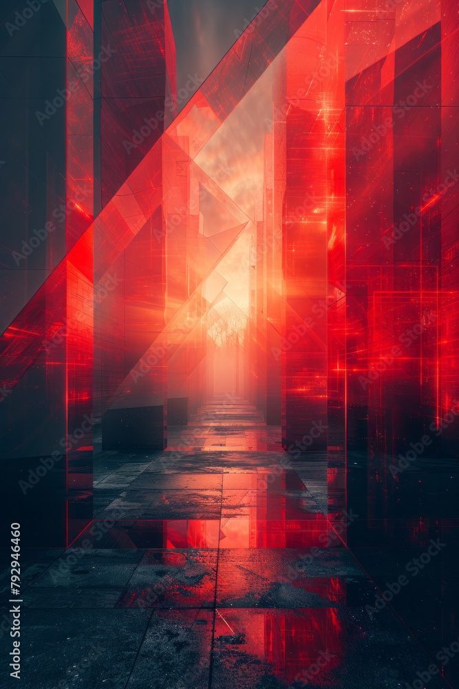 Poster an image of a dynamic logo design for a tech company, utilizing intersecting, angular lines to conve
