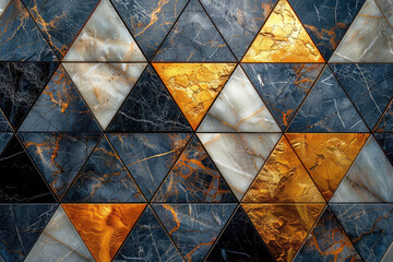 A pattern of dark blue and gold geometric shapes, resembling the texture of marble or stone with visible veining. Created with Ai