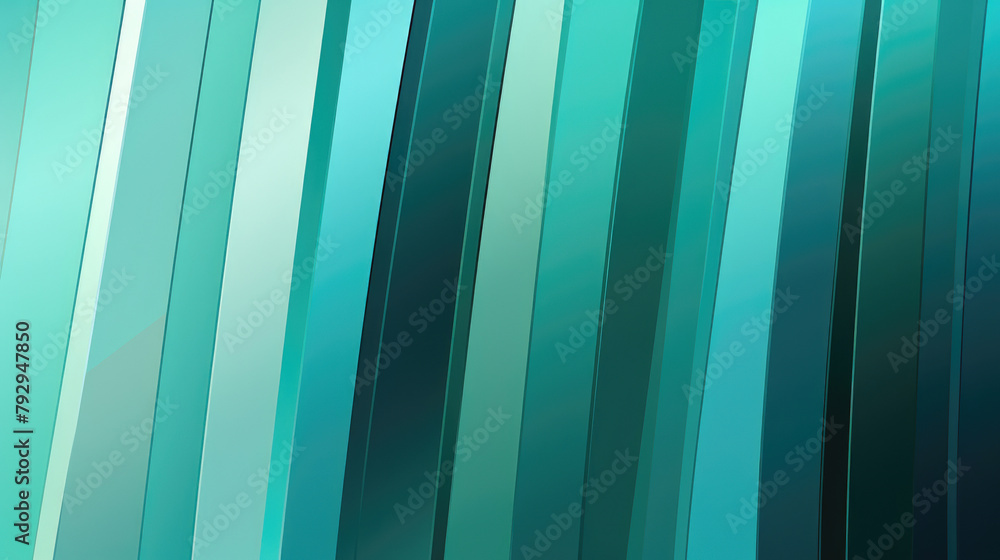 Poster modern abstract design with teal vertical panels transitioning from light to dark, evoking a tranqui