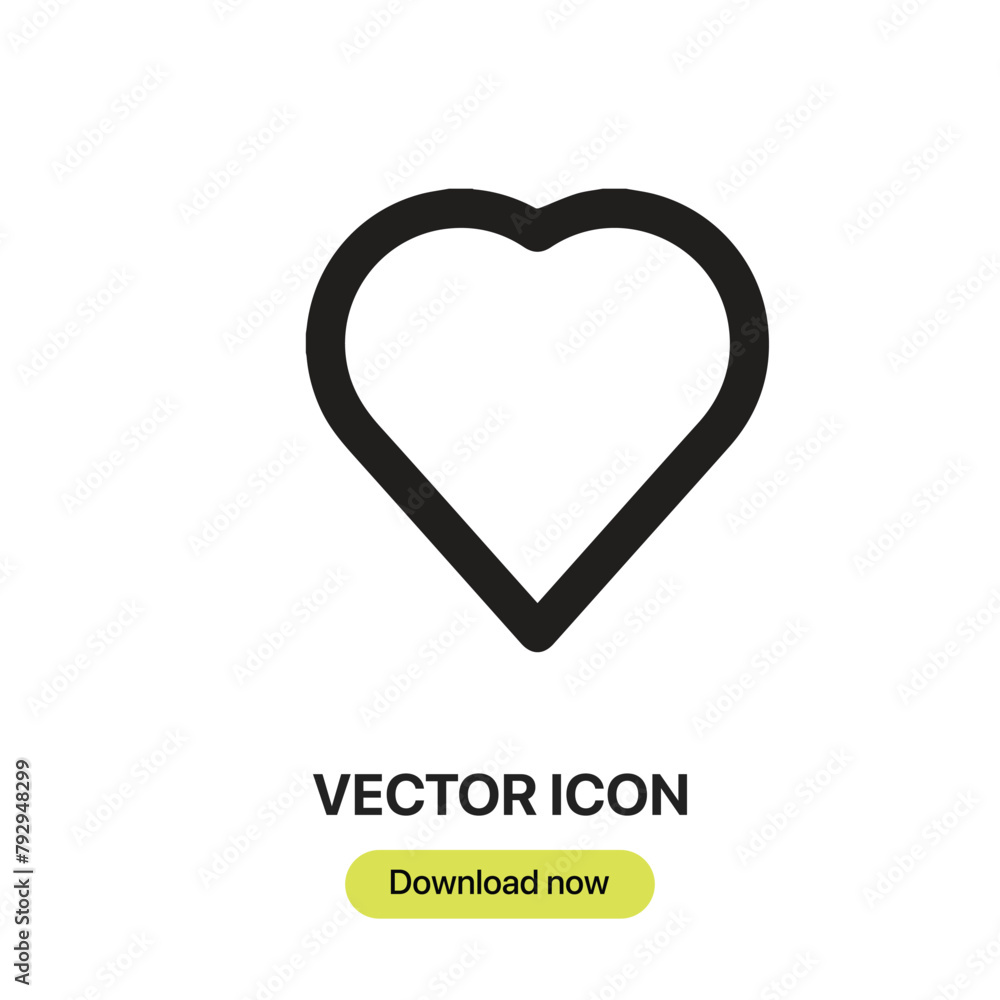 Leinwandbilder Heart icon vector. Linear-style sign for mobile concept and web design. Heart symbol illustration. Pixel vector graphics - Vector.	
