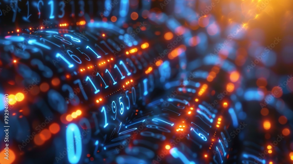 Aufkleber Code in binary format on a blue background, representing cyberspace technology.