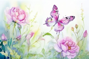 butterfly on a flower  created with generative AI software.