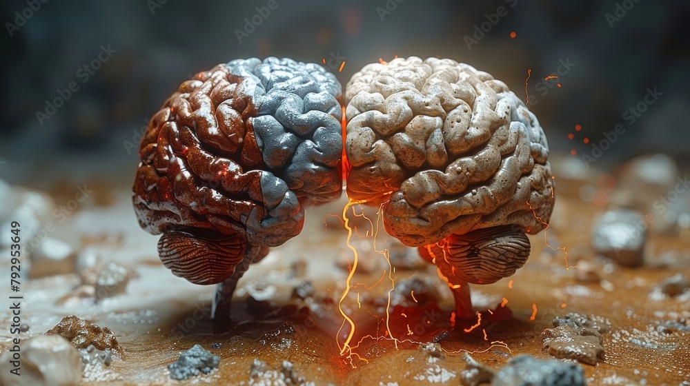 Poster Brain functions; left brain is logical, right brain is creative