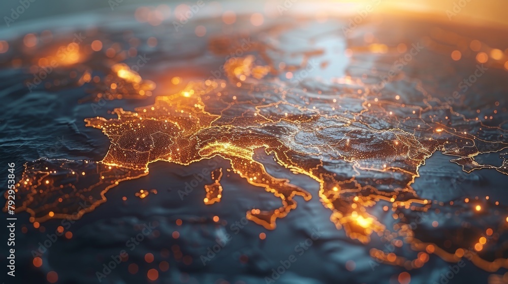 Poster an elemental graphic of a polygon world