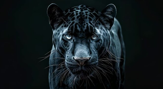 Panther front view. wild animals Predator series