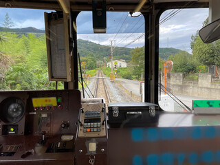 Laid-back scenery seen from a single-track train in the countryside