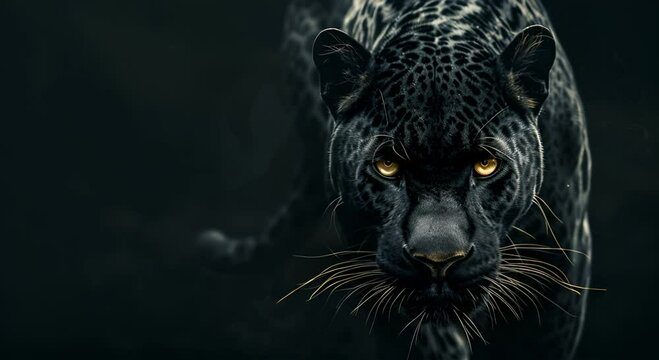 Panther front view. wild animals Predator series