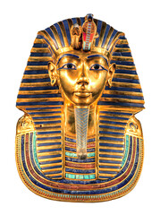 Isolated egyptian pharaoh Tutankhamun's funeral mask.