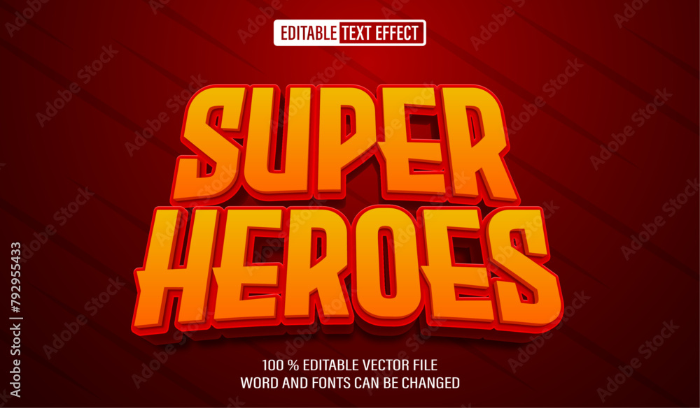 Poster editable 3d text style effect - super heroes text effect template