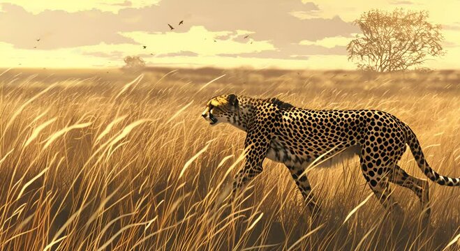 Cheetahs stalk in search of prey
