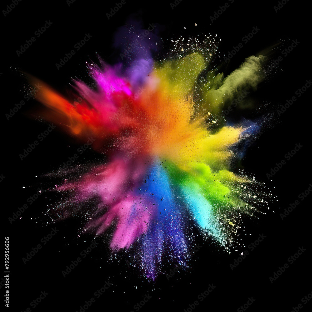Canvas Prints explosion of colorful paint on a black background