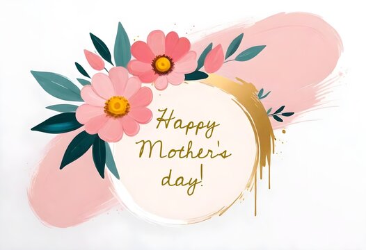 Happy Mother’s Day  watercolor card with flowers. illustration for postcard, banner, poster, website