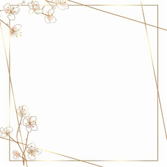 Square frame with small flowers on a white background
