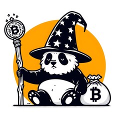 Illustration of wizard panda with money