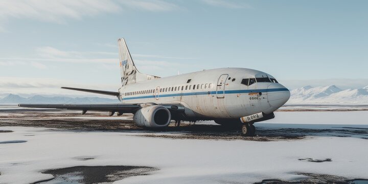 In the aftermath of a devastating snowstorm, the wreckage of a plane serves as a stark testament to the harsh realities of aviation and winter weather.