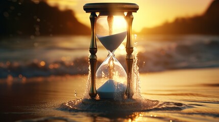 Time unveils all: golden sands of an hourglass slowly uncover a concealed message, hinting at secrets time-bound.