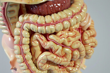Delve into the intricate details of the digestive system, super realistic
