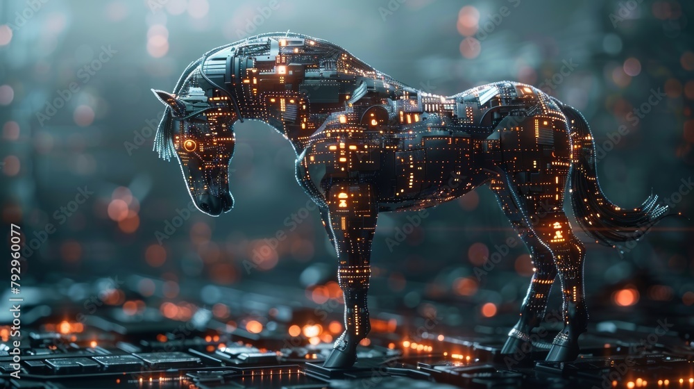 Poster computer virus combined with trojan horse on the internet