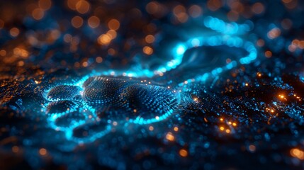 A digital footprint concept combining a futuristic pattern and digital technology element.