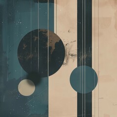 Stylized abstract artwork depicting planets in space with an artistic flair