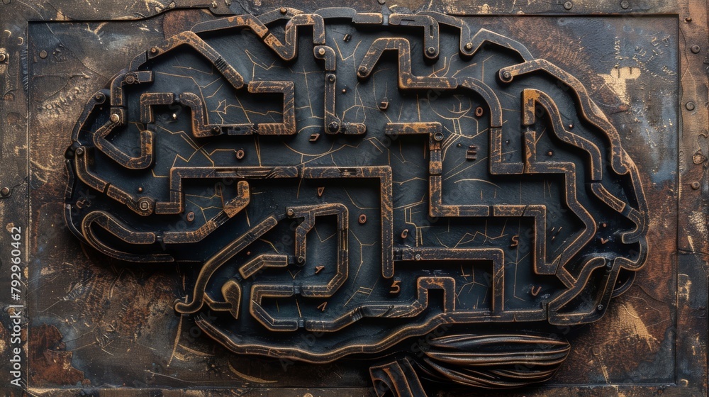 Poster A graphic of a brain combined with a maze pattern represents creative thinking or machine learning