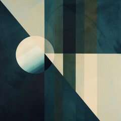 Stunning abstract geometric art featuring sphere and bold color blocks