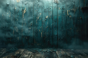 Blue wood texture with rusted metal elements for a rustic background. An vintage wooden door with blue paint and rusty rivets. Created with Ai - obrazy, fototapety, plakaty