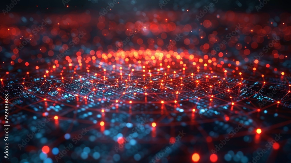 Poster the 5g network is represented with dotted lines and futuristic elements in a concept of communicatio