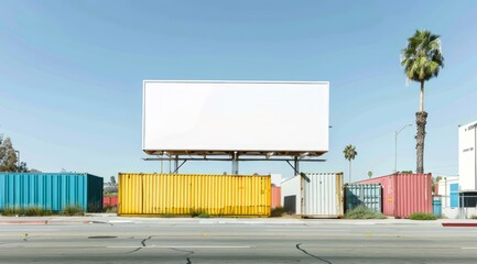 Obraz premium Large blank billboard on a street. Mockup for advertising banners or design.