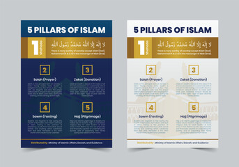 5 Pillars of Islam Flyer Template | A4 | Print Ready