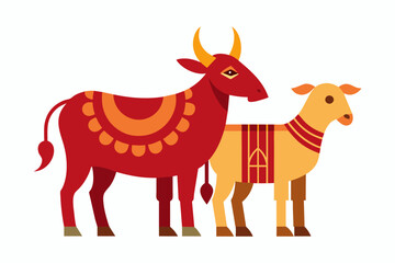 Sacrificial animals for Eid-ul-Azha Vector Illustration on white background