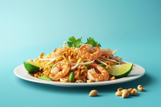 isolate pad thai on background