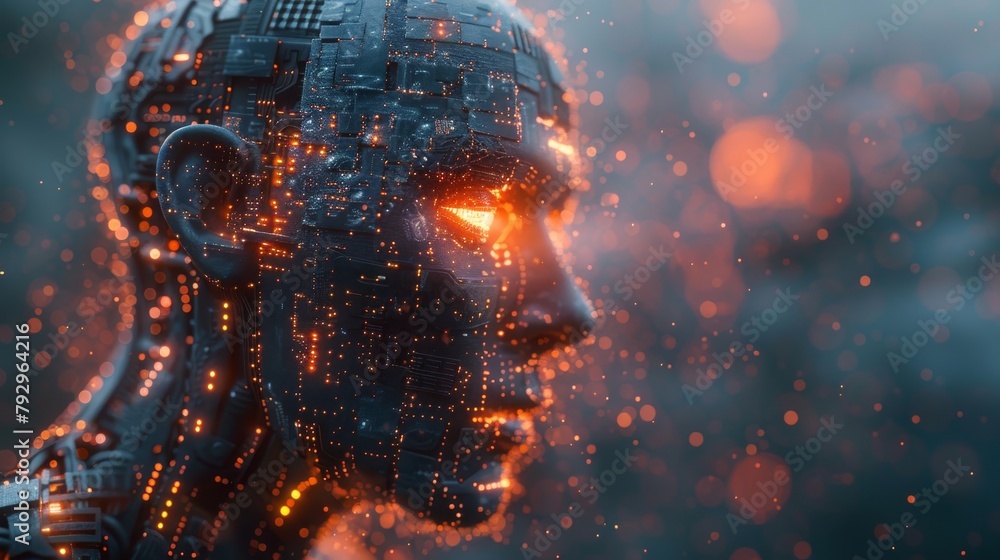 Poster This is a concept of machine learning of the technology revolution with an element of futuristic thinking.
