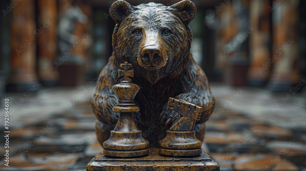 Poster Graphic of chess piece with stock market element representing bearish or business metaphor in the stock market