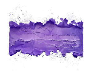 Isolated brushstroke of purple paint with dots and splashes.